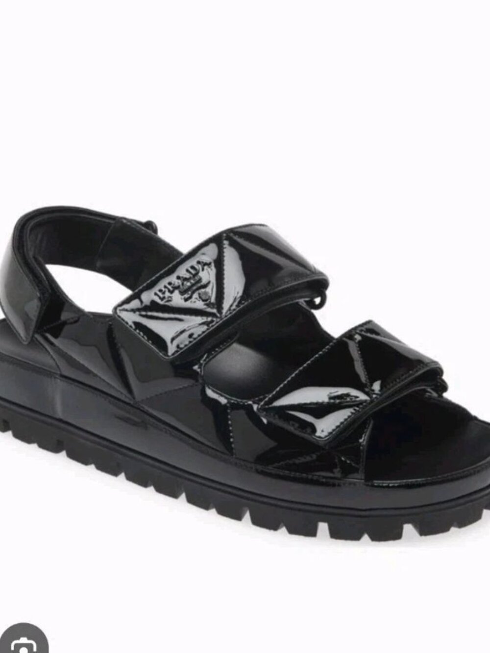 Prada | Shoes | 29 Prada Sandals Dad Black Patent Quilted Leather